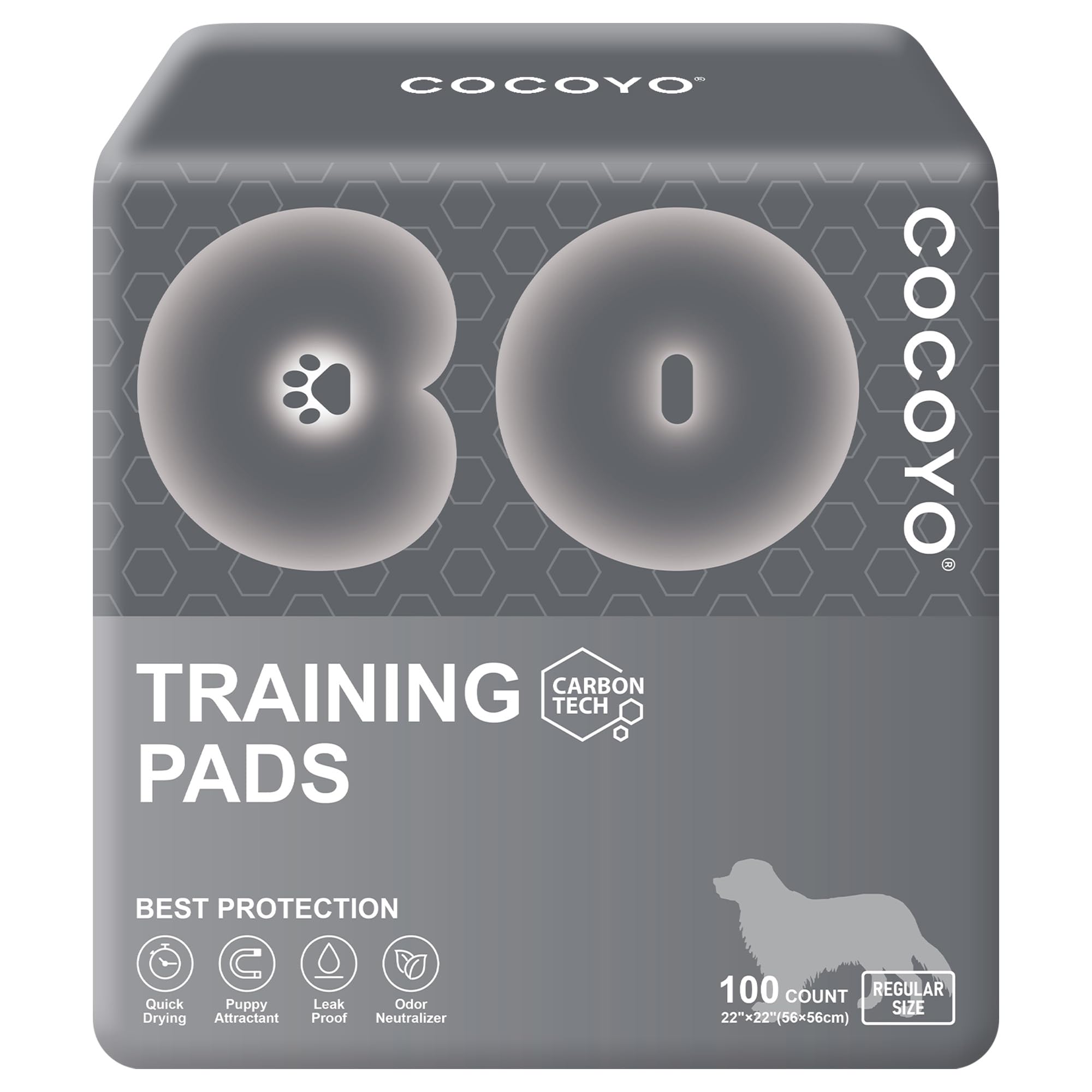 COCOYO dog training pads carbon-absorb odor control for a cleaner home.