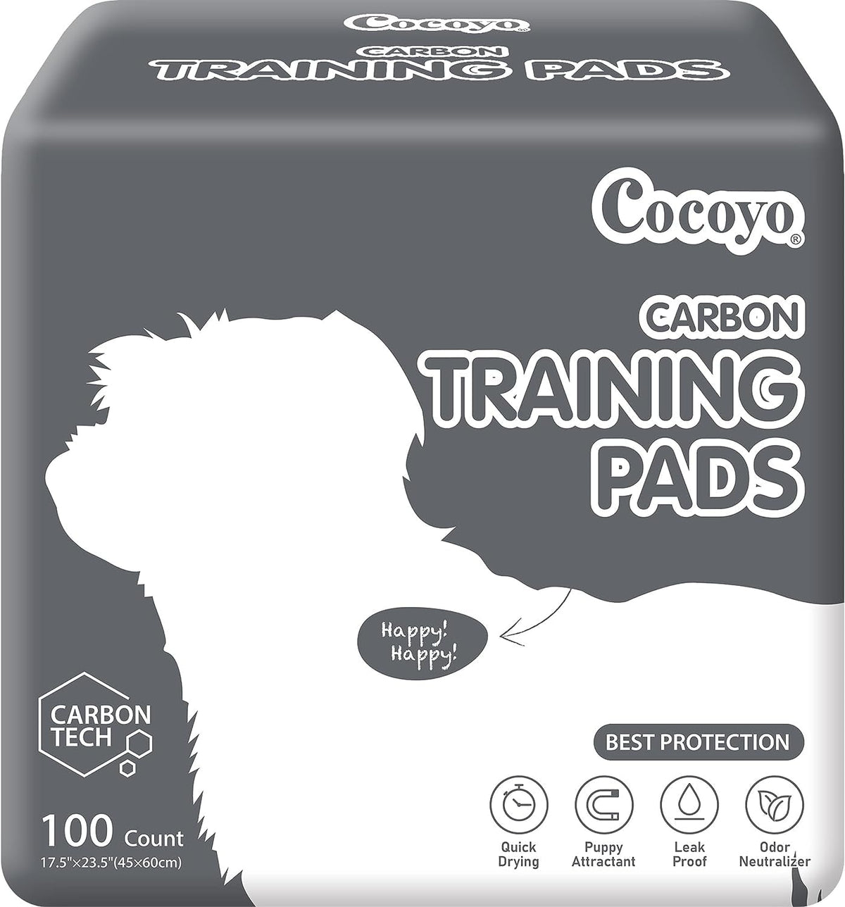 COCOYO dog training pads odor-control surface reduces smells.