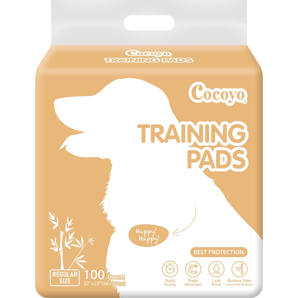 COCOYO Earth Friendly Bamboo Training Pads packaging showcases eco design and ready-to-use convenience.