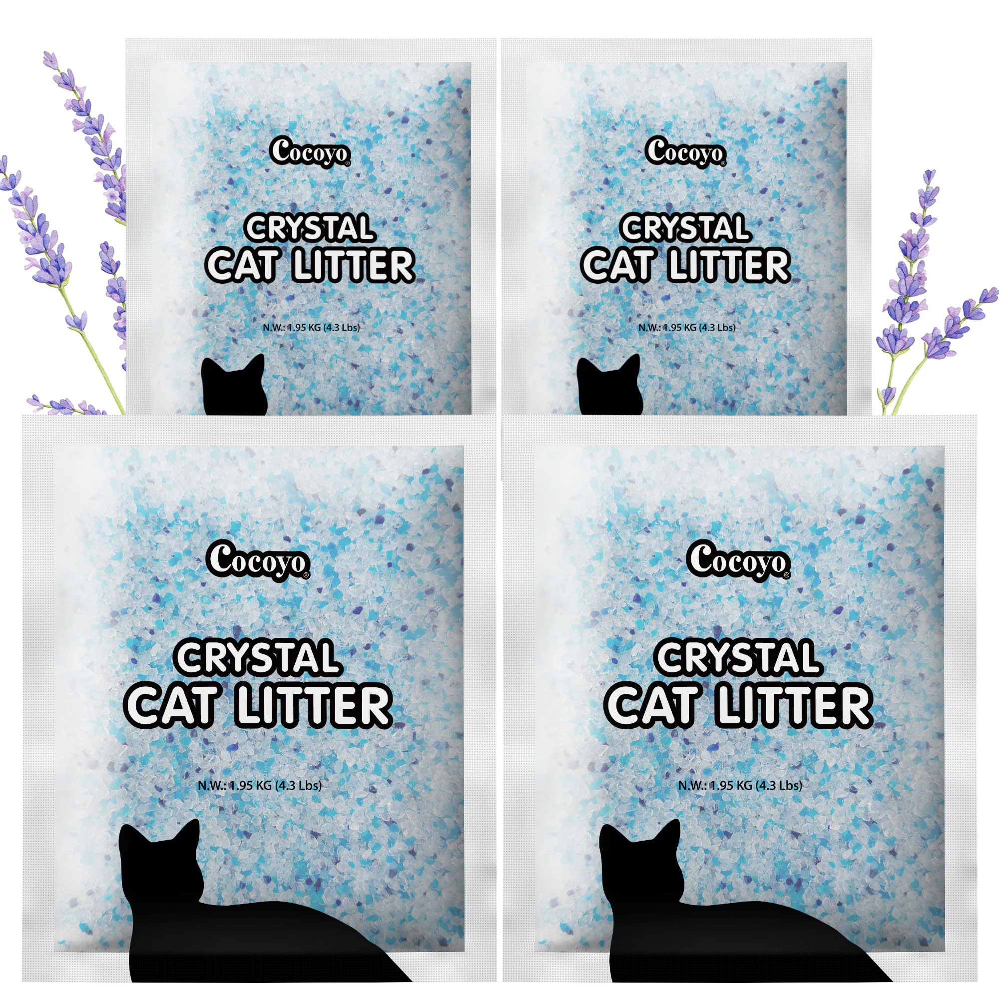 COCOYO lavender crystal litter pack close-up demonstrates long-lasting freshness for a clean home.
