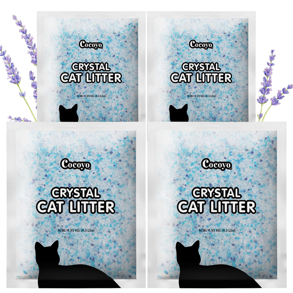 COCOYO lavender crystal litter pack close-up demonstrates long-lasting freshness for a clean home.