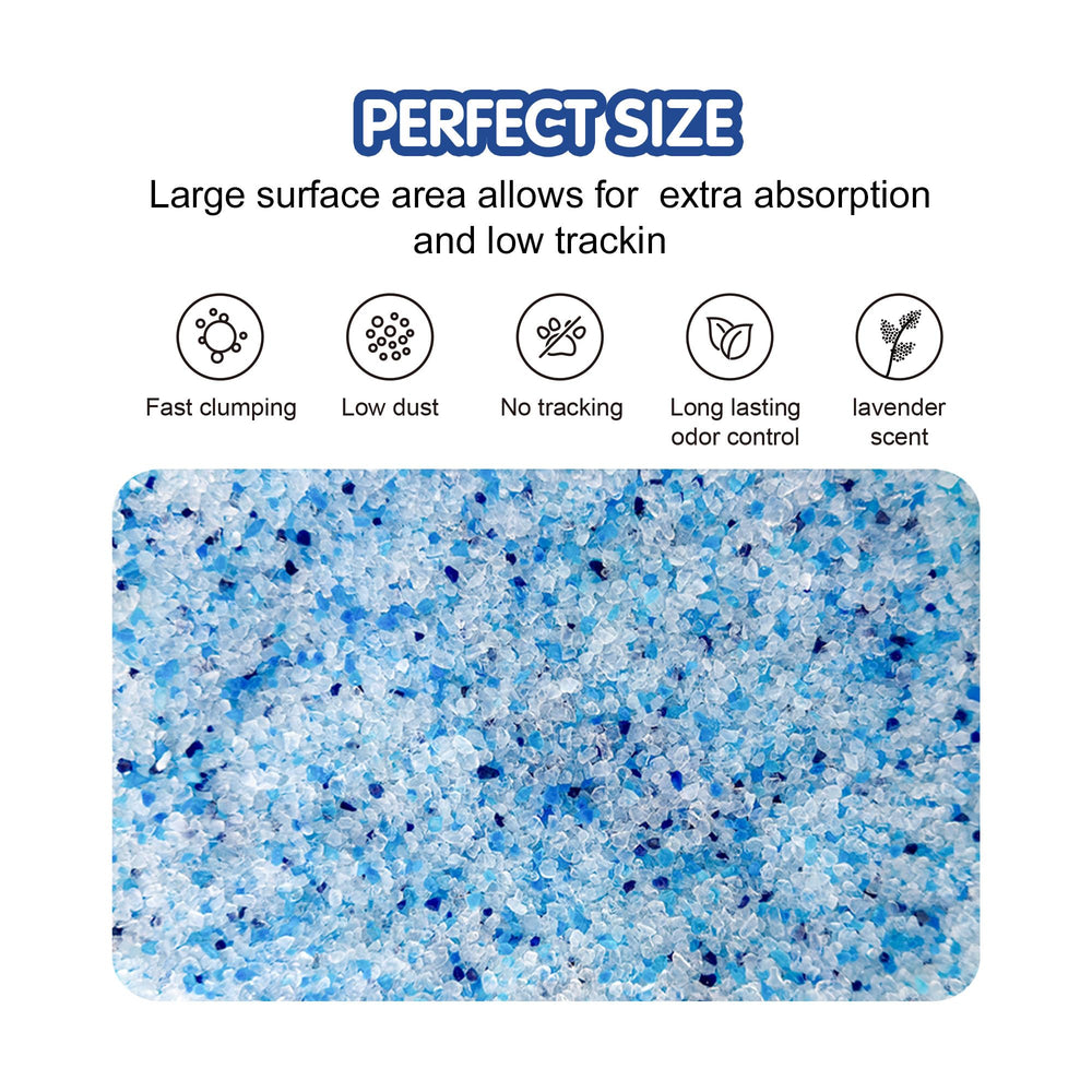 COCOYO lavender crystal litter bag close view highlights low-dust texture.