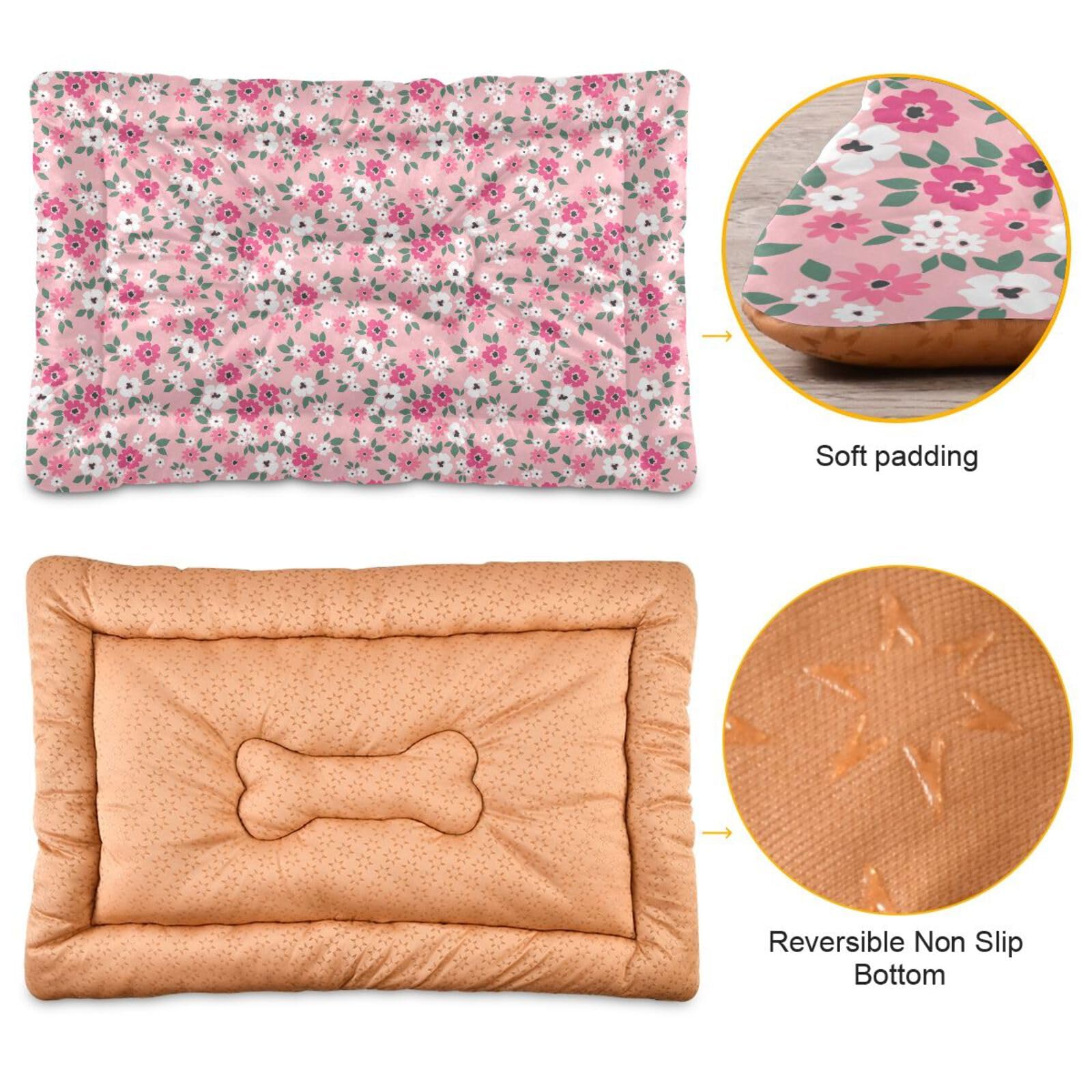 Coikll pink floral bed pad shows anti-slip bottom for safe placement.