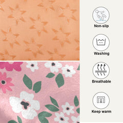 Coikll pink floral bed pad features soft fleece texture for gentle touch.