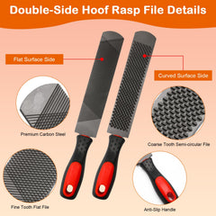 Coldairsoap hoof rasp double-side file featuring fine and coarse teeth.