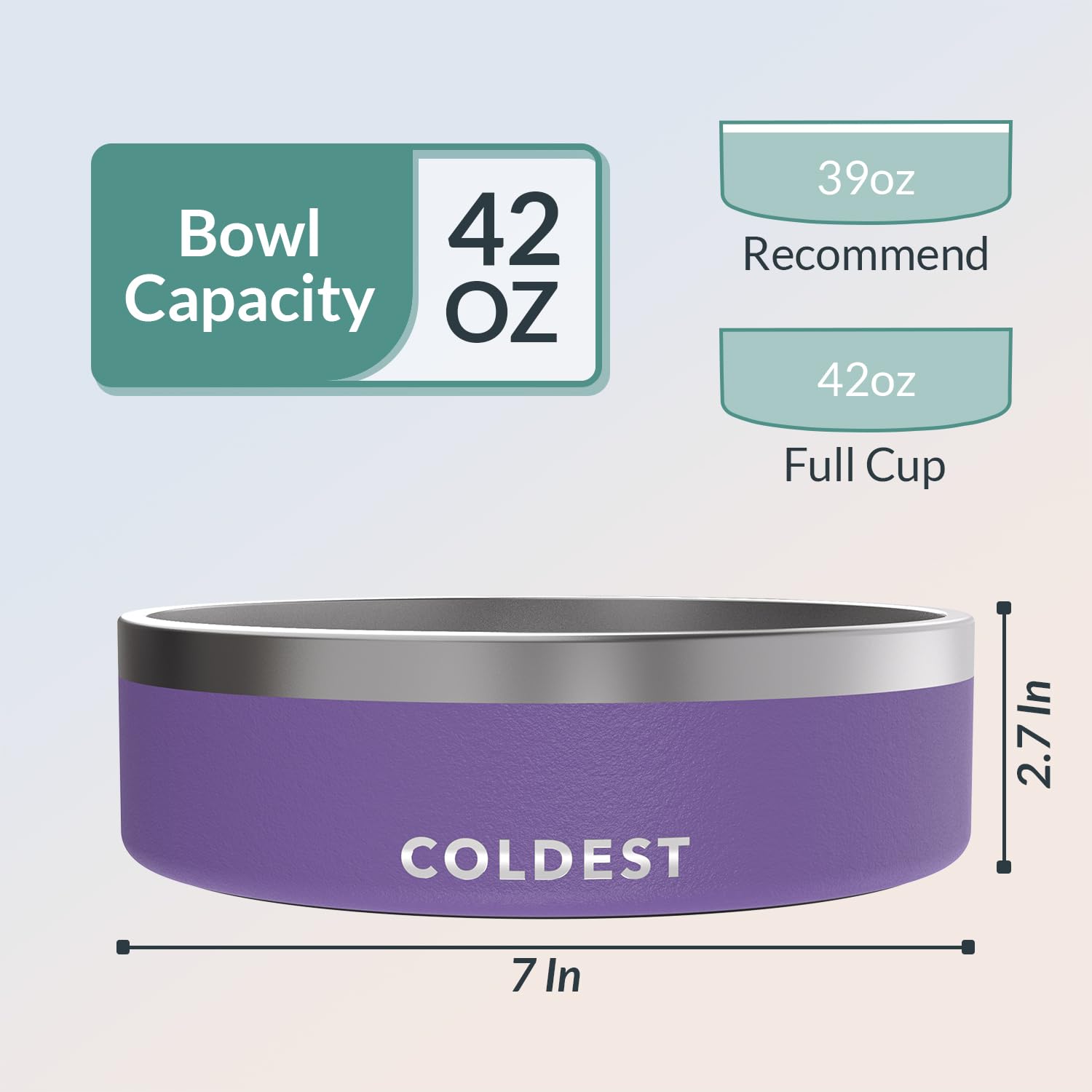 Coldest Dog Bowl anti-slip base on rust-resistant steel prevents spills.