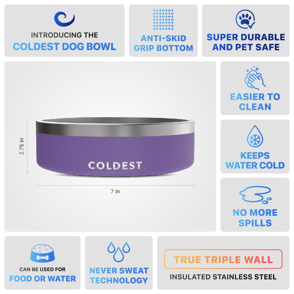 Coldest Dog Bowl rust-resistant stainless steel for long-lasting use.
