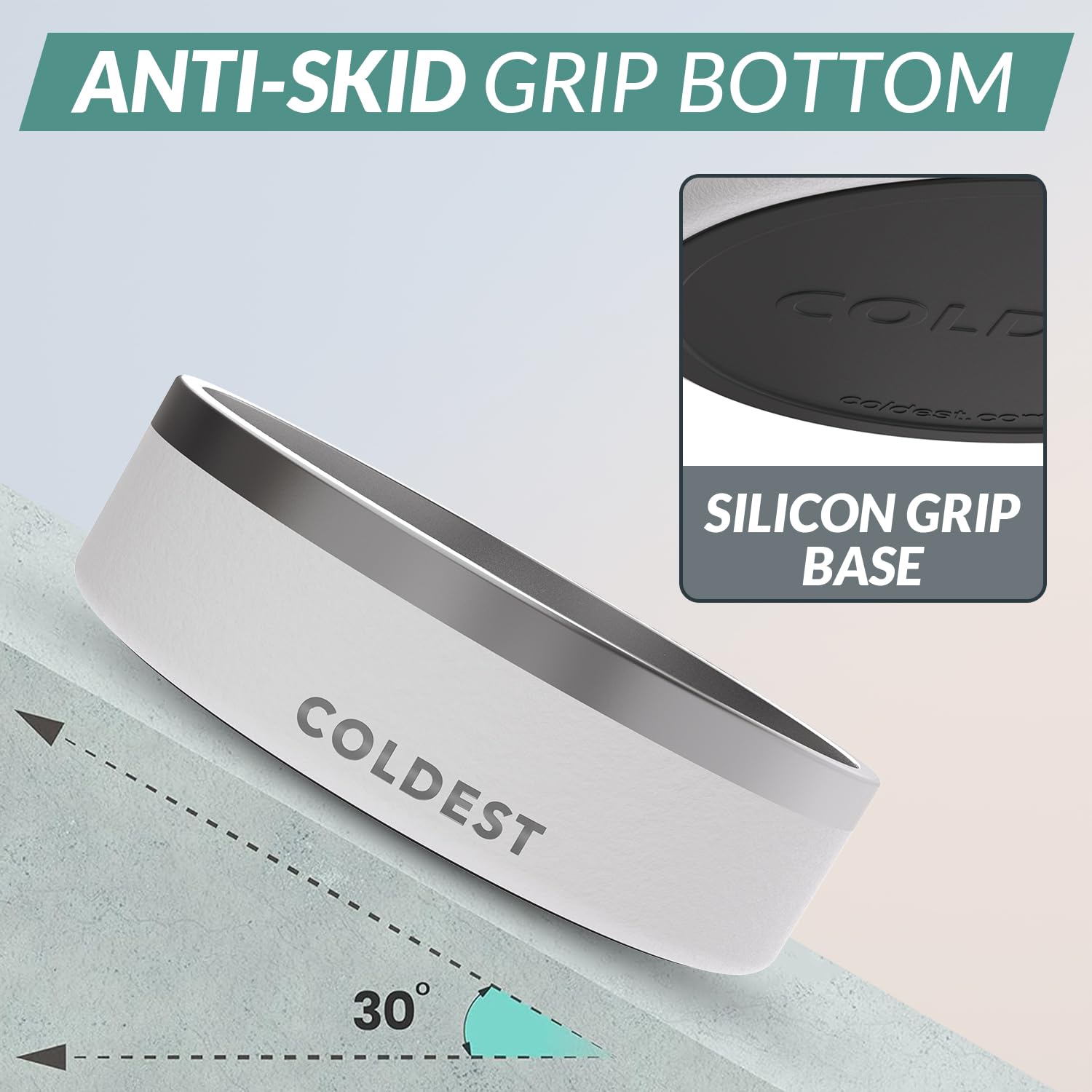 The Coldest Water bowl featuring an anti-skid base for stability during meals.