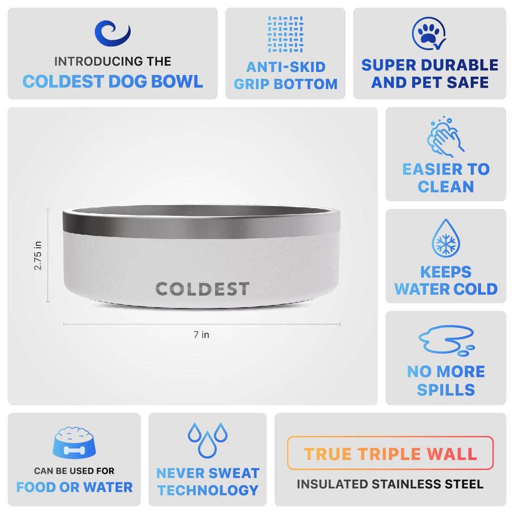 The Epic White Coldest Water dog bowl complements any pet setup.