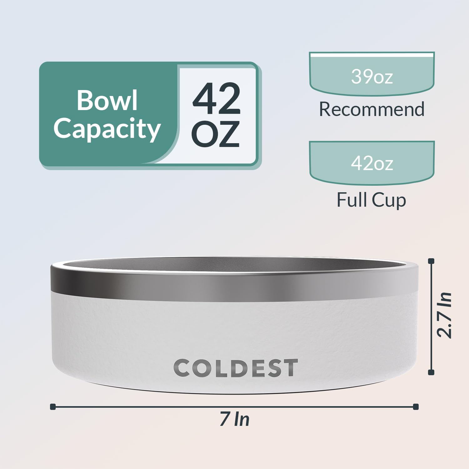 Rust-resistant stainless steel construction of The Coldest Water dog bowl.