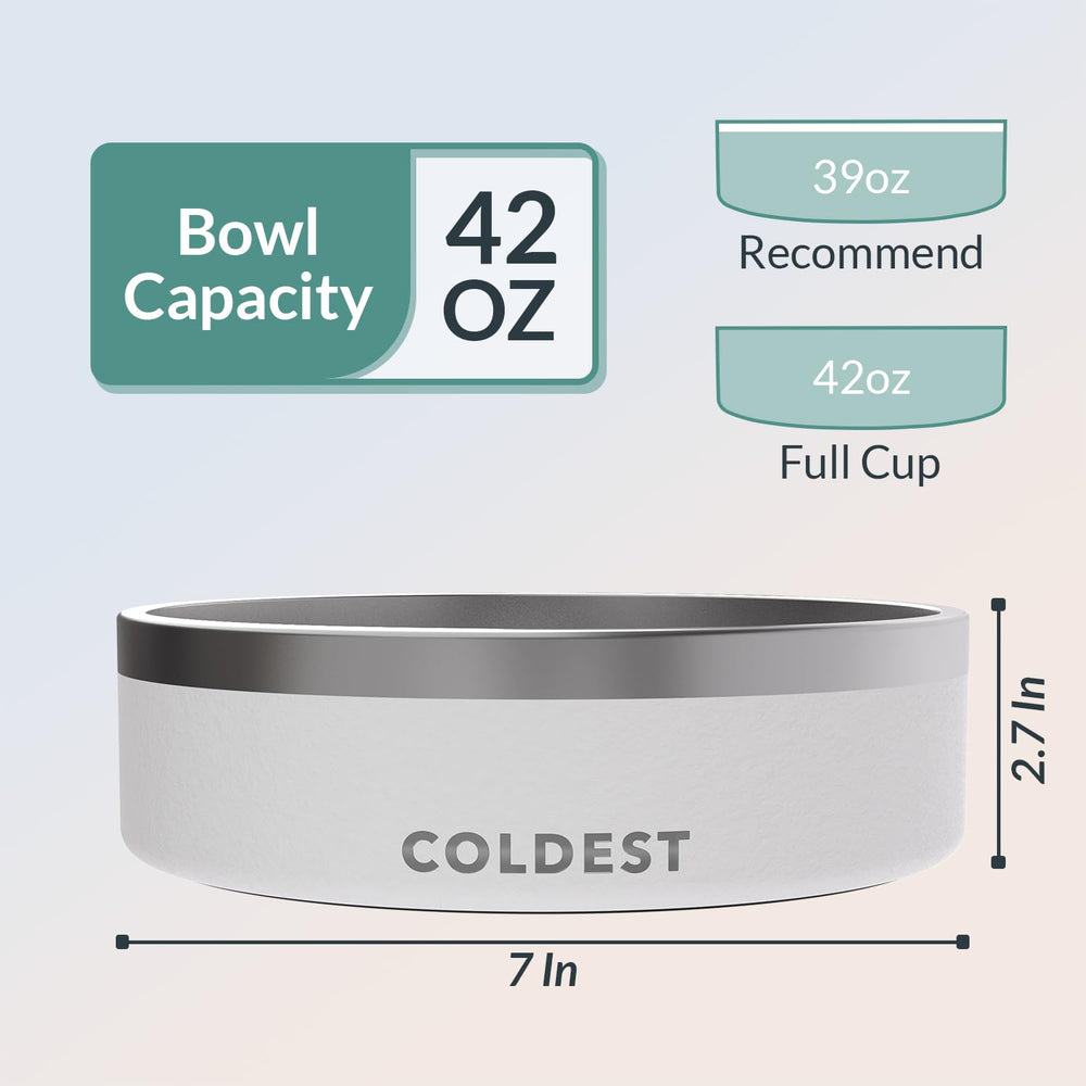 Rust-resistant stainless steel construction of The Coldest Water dog bowl.