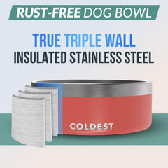 The Coldest Water dog bowl anti-slip base prevents spills during meals.