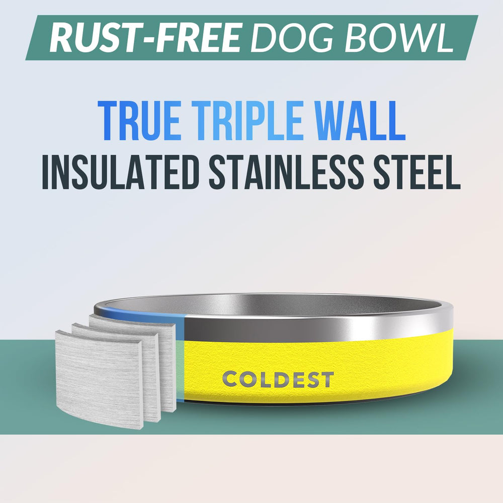 The Coldest Water dog bowl features a non-slip base to prevent spills.
