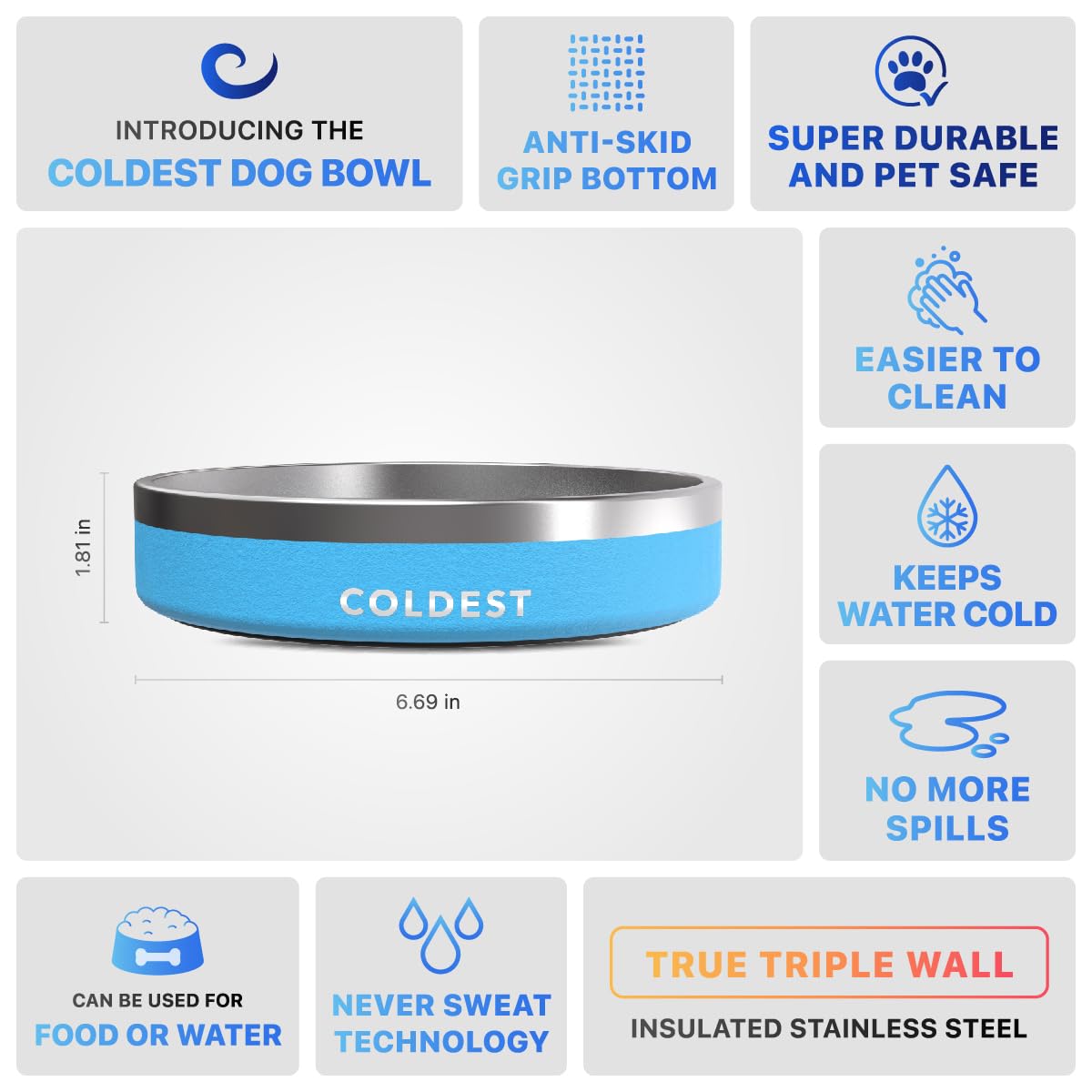 Dishwasher-safe stainless steel bowl enables quick cleanup after meals.