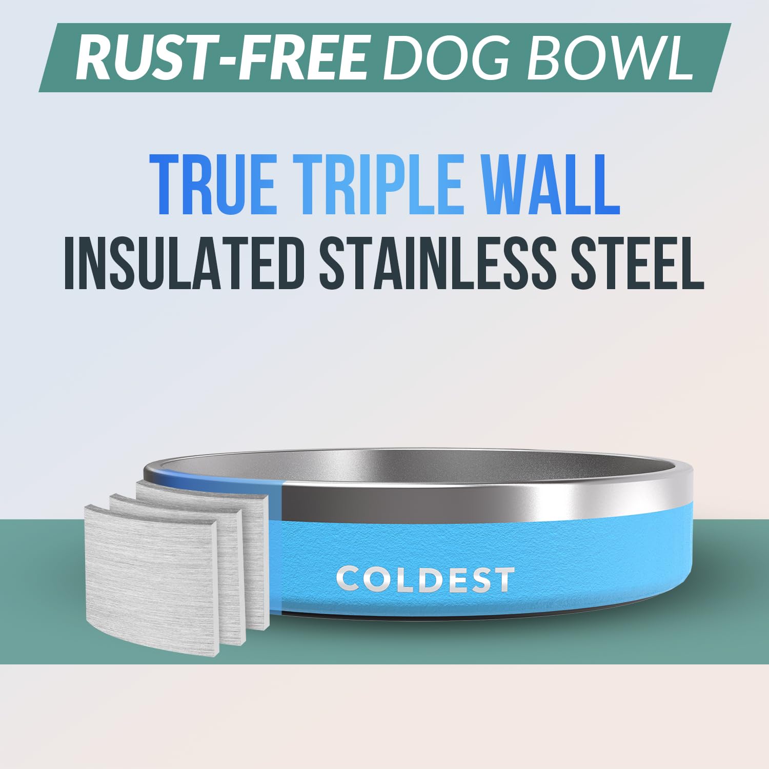 The Coldest Water bowl uses rust-resistant stainless steel for daily use.
