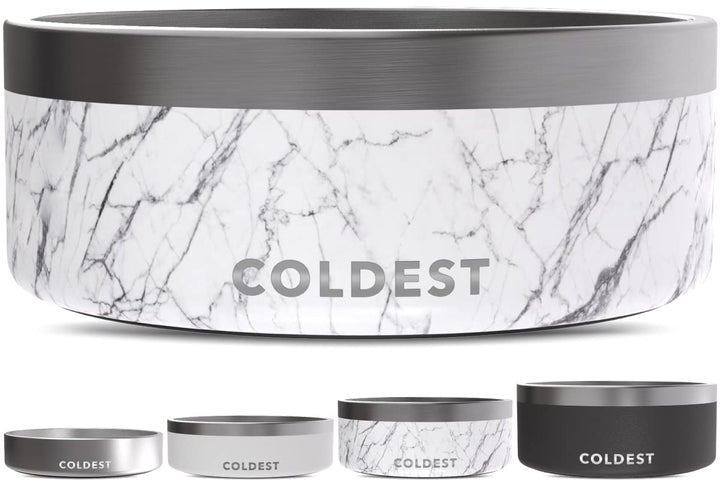 The Coldest Water dog bowl with triple-wall insulation keeps water cooler longer