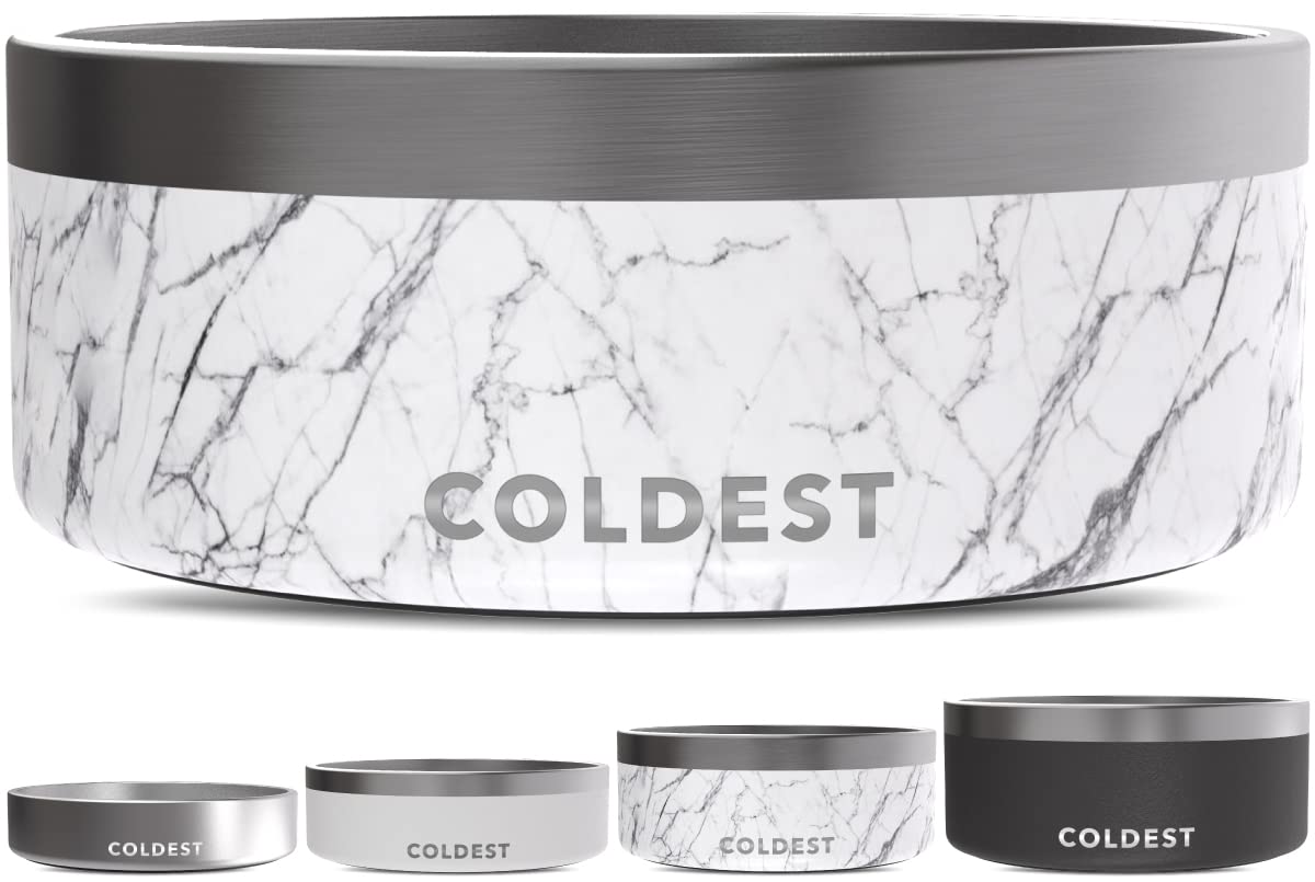The Coldest Water dog bowl with triple-wall insulation keeps water cooler longer