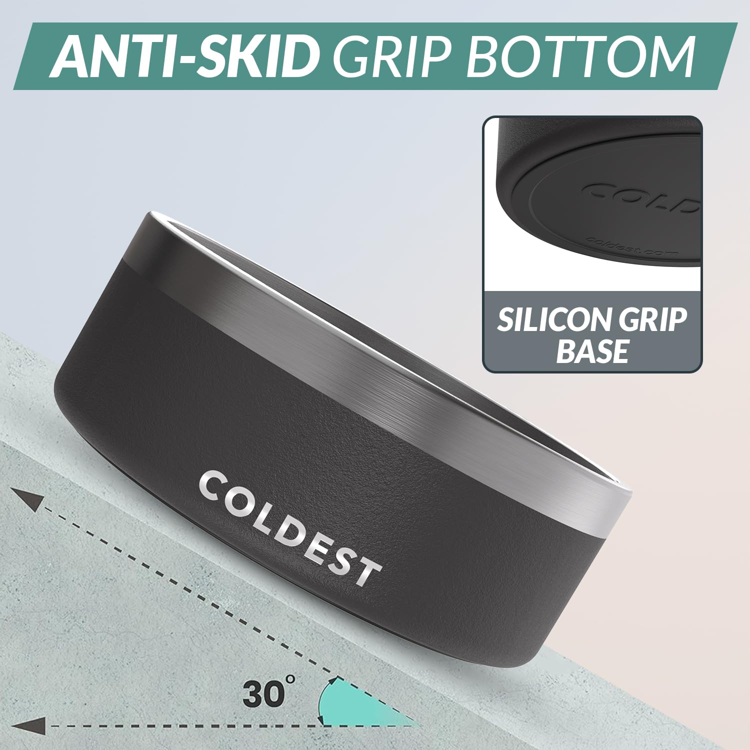 The Coldest Water dog bowl features true triple wall insulation for temperature stability.