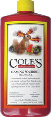 COLE'S FS16 Flaming Squirrel Seed Sauce bottle ready to attract birds.