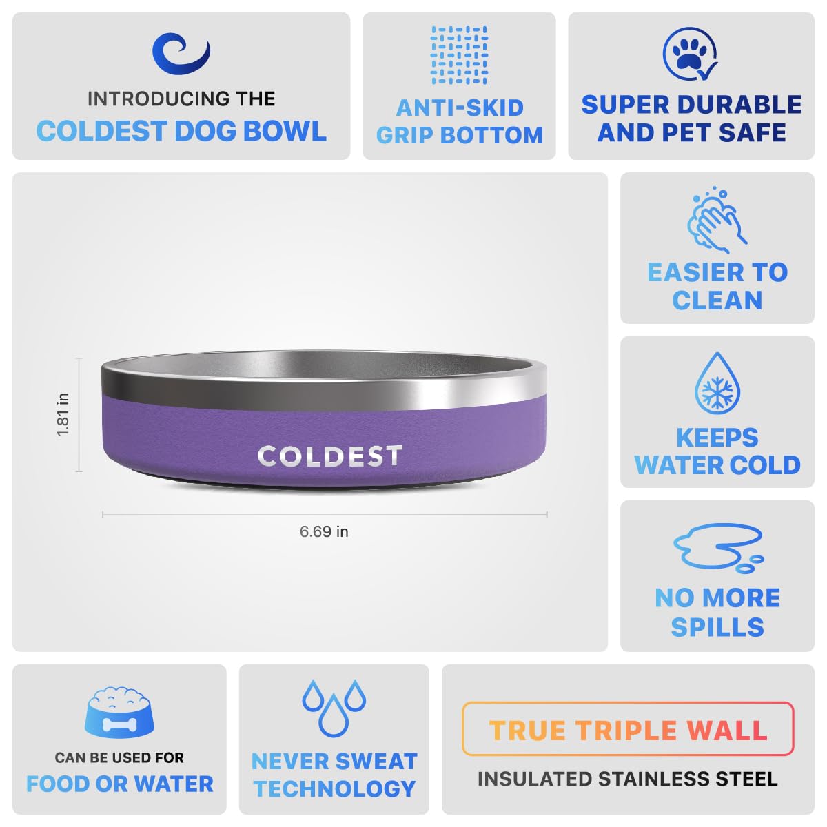The Coldest Water coldest dog bowl heavy-duty construction endures active pets.