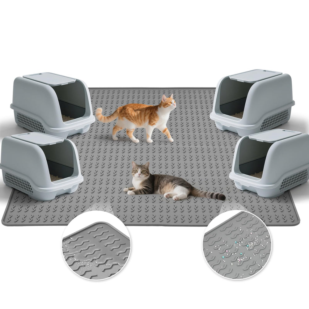 Colewin cat litter mat coverage 47x35in under a litter box for clean floors
