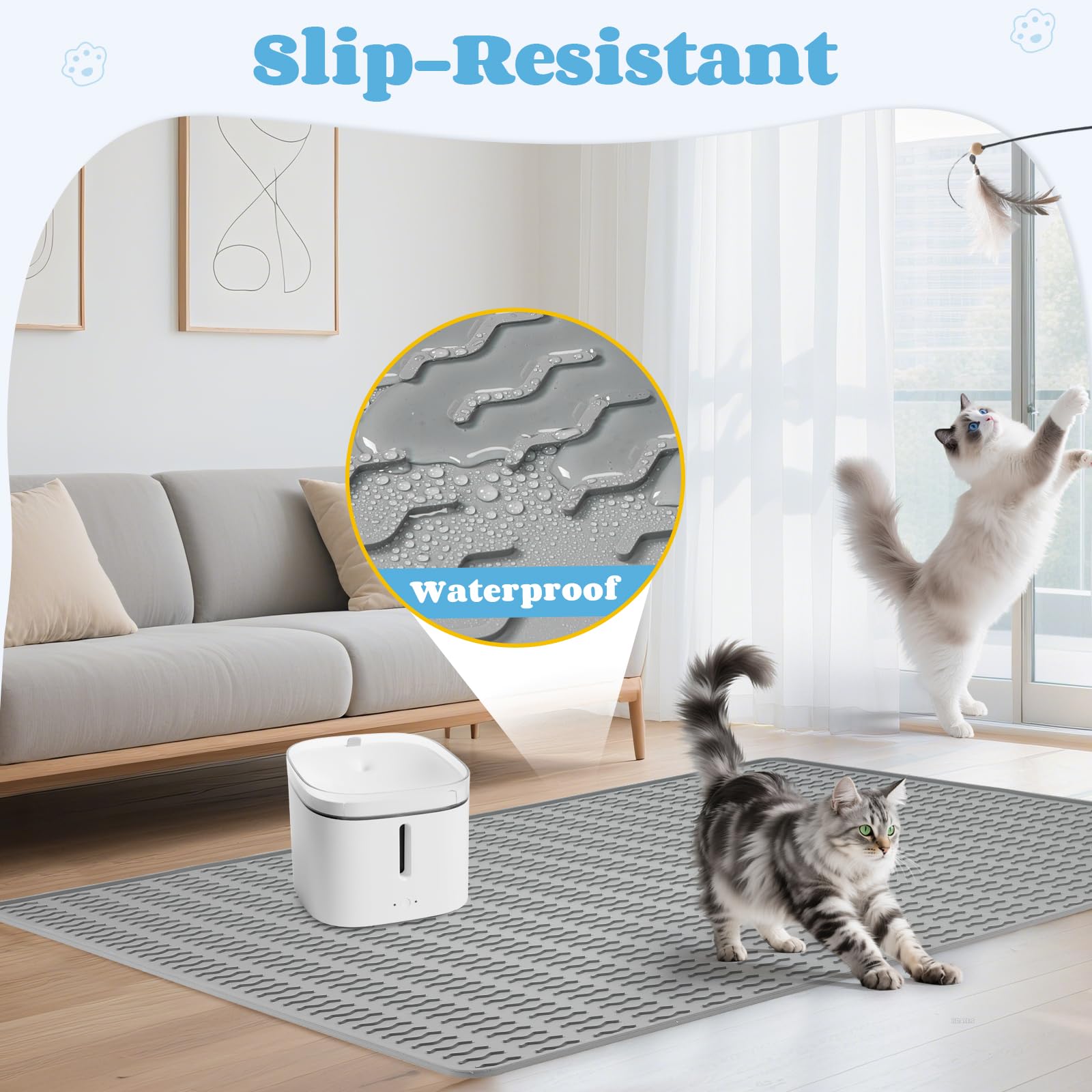 Colewin cat litter mat non-slip backing stays put for large areas