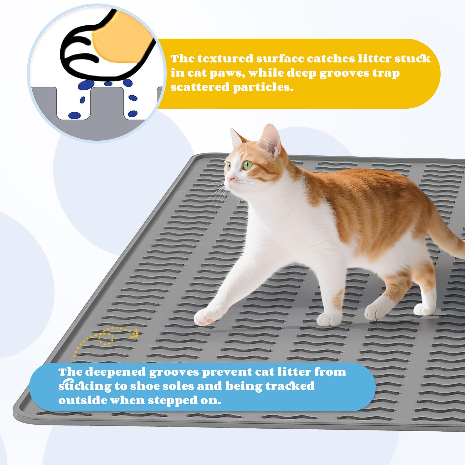 Colewin cat litter mat waterproof edges prevent spills on floors
