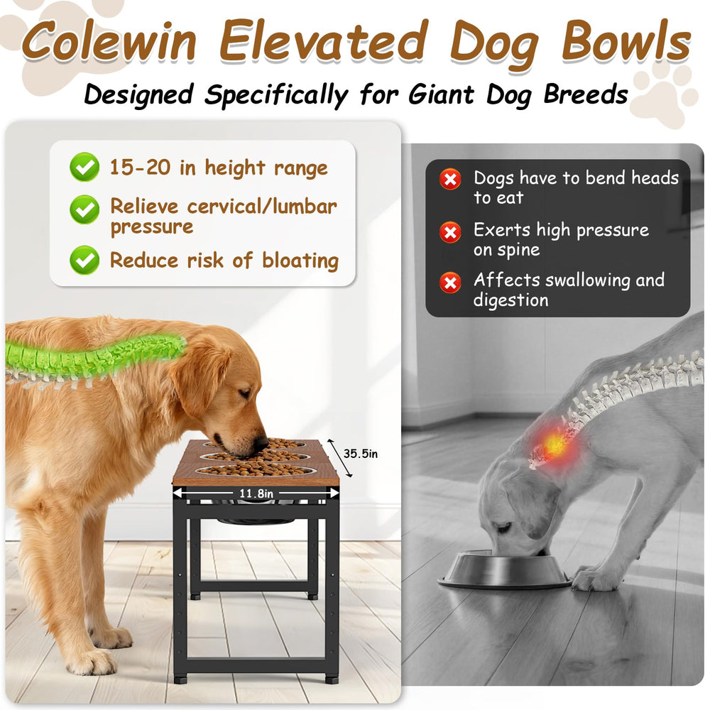 Colewin three-bowl set for giant breeds stores ample food and water