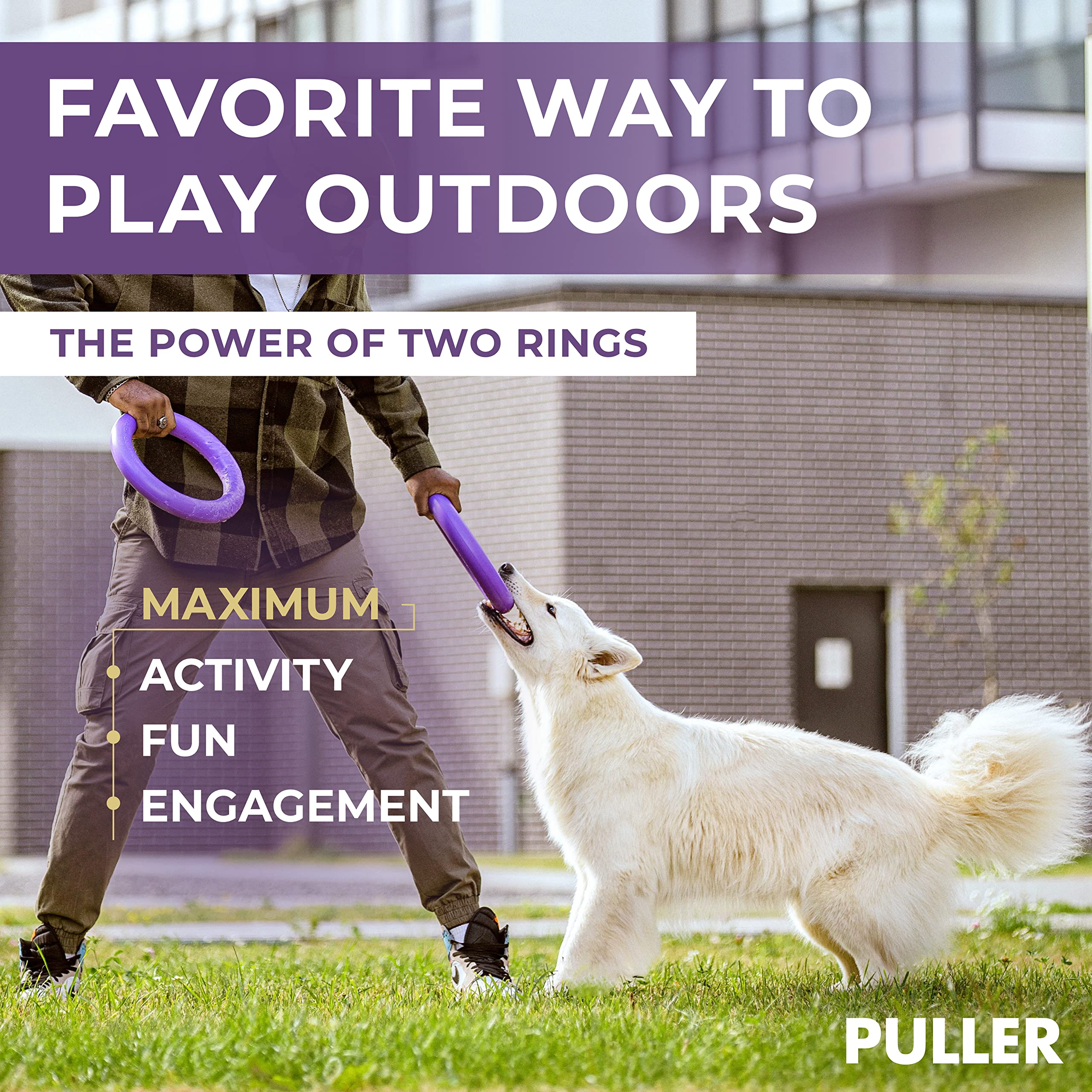 COLLAR Puller tug-of-war toy bonds dogs during interactive play.
