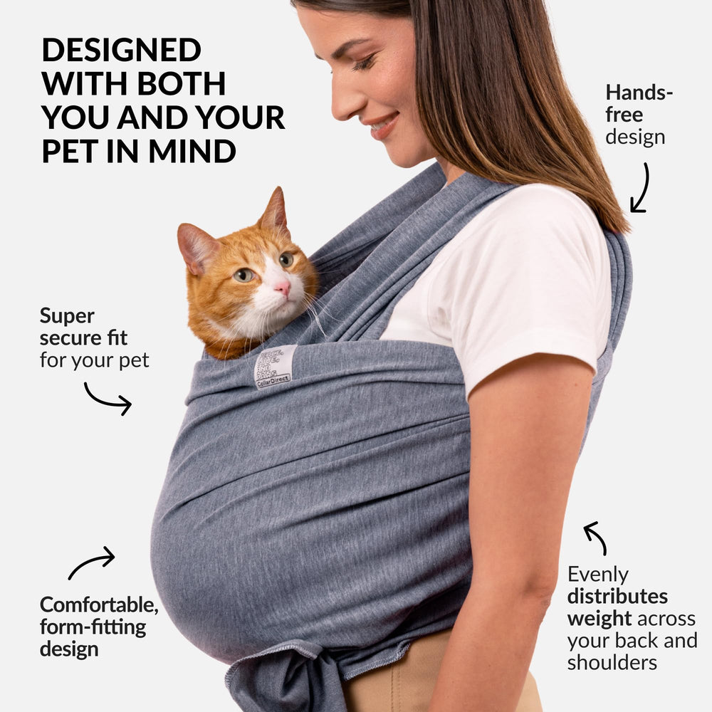 CollarDirect cat sling carrier gray large side view highlights easy wear and snug support.