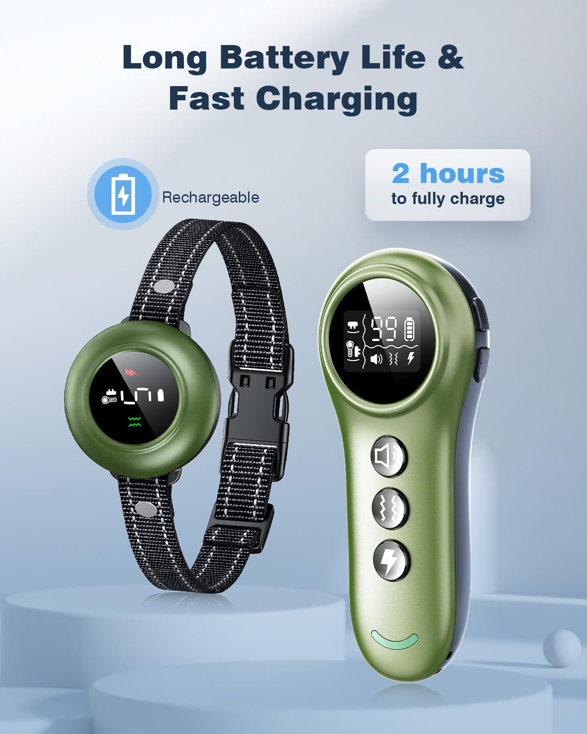 Colofrog long-life battery with USB charging for extended training days.