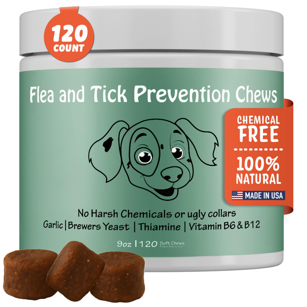 Colorado Dog bacon-flavor soft chews bottle for outdoor flea protection