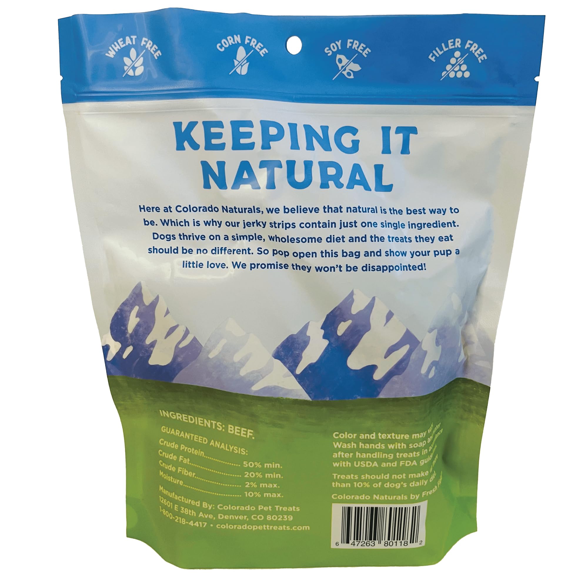 Colorado Naturals beef jerky strip closeup showing chewy texture