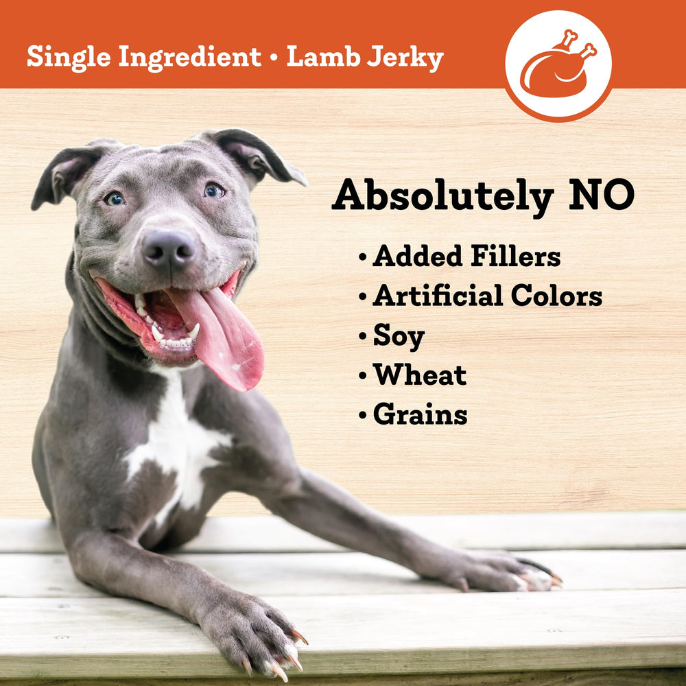Colorado Naturals Lamb Jerky Strip nutrition label highlights wholesome ingredients.