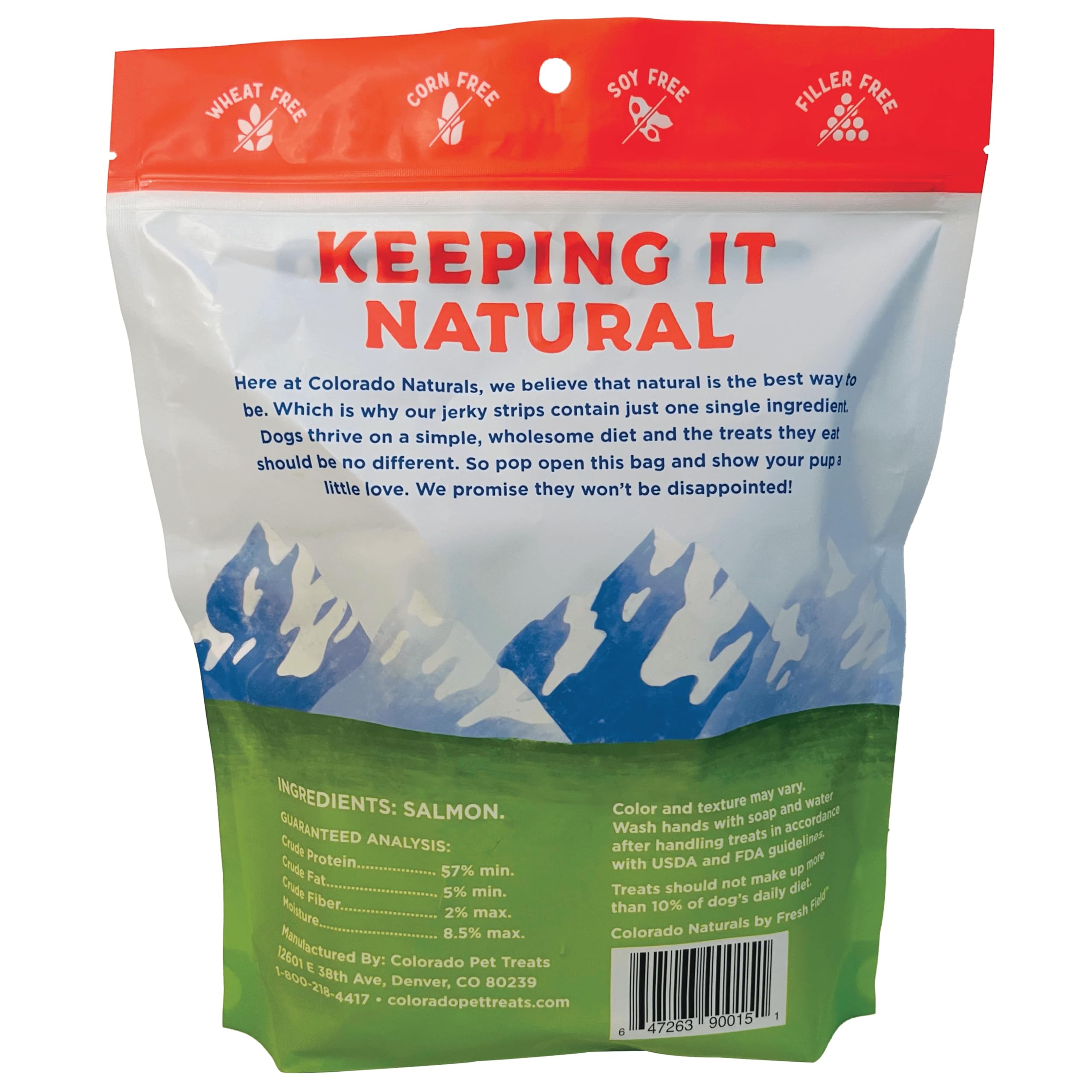 Close-up of Colorado Naturals salmon jerky strips texture and chew