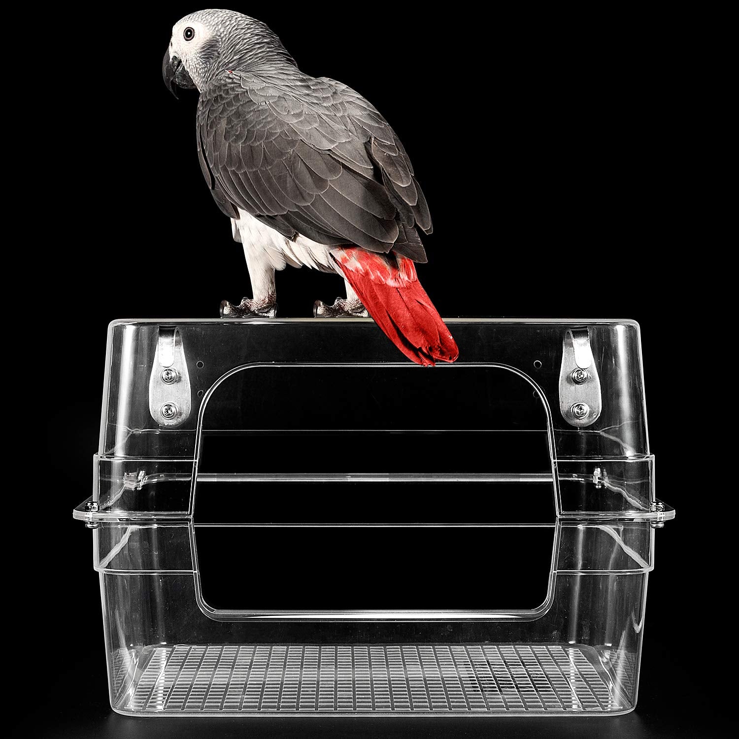 Colorday large bird bath outside cage with transparent shell reduces mess and keeps floors clean.