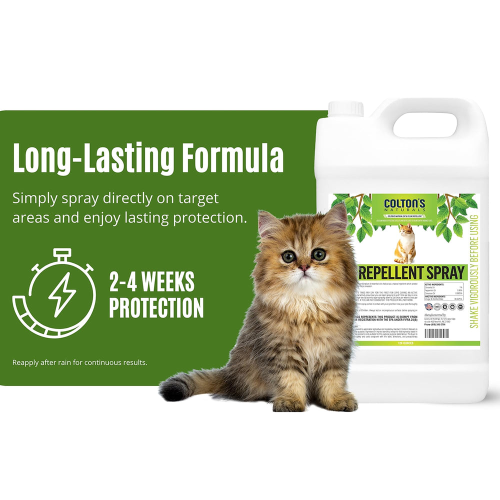 Colton's Naturals Cat Repellent Spray keeps garages cat-free.