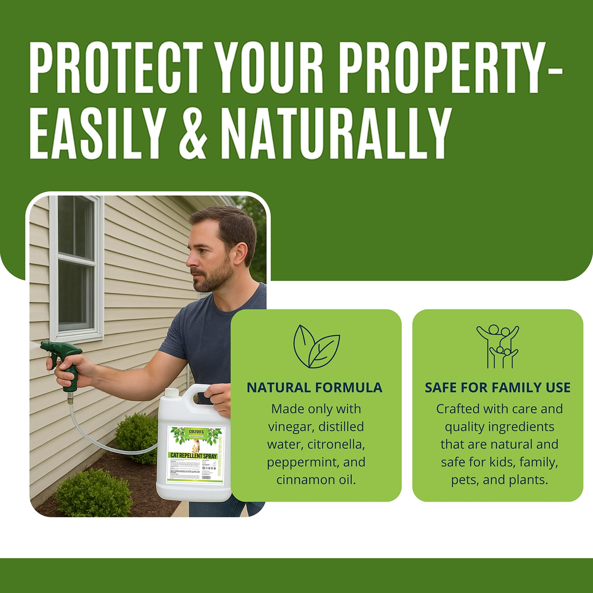 Colton's Naturals Cat Repellent Spray protects under deck areas.
