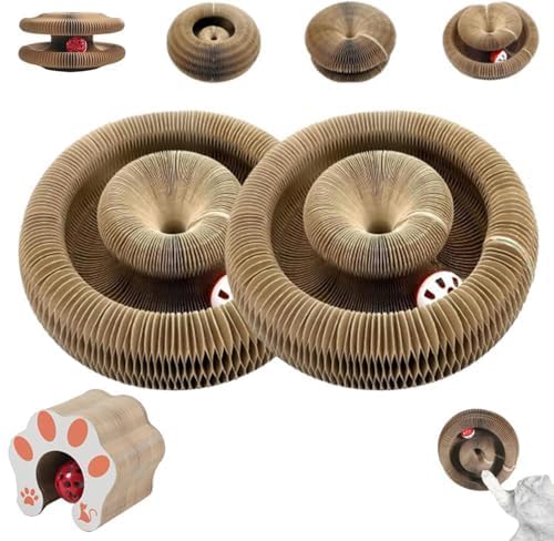 Comasua 2PC cat toy foldable accordion open for indoor play and scratching.