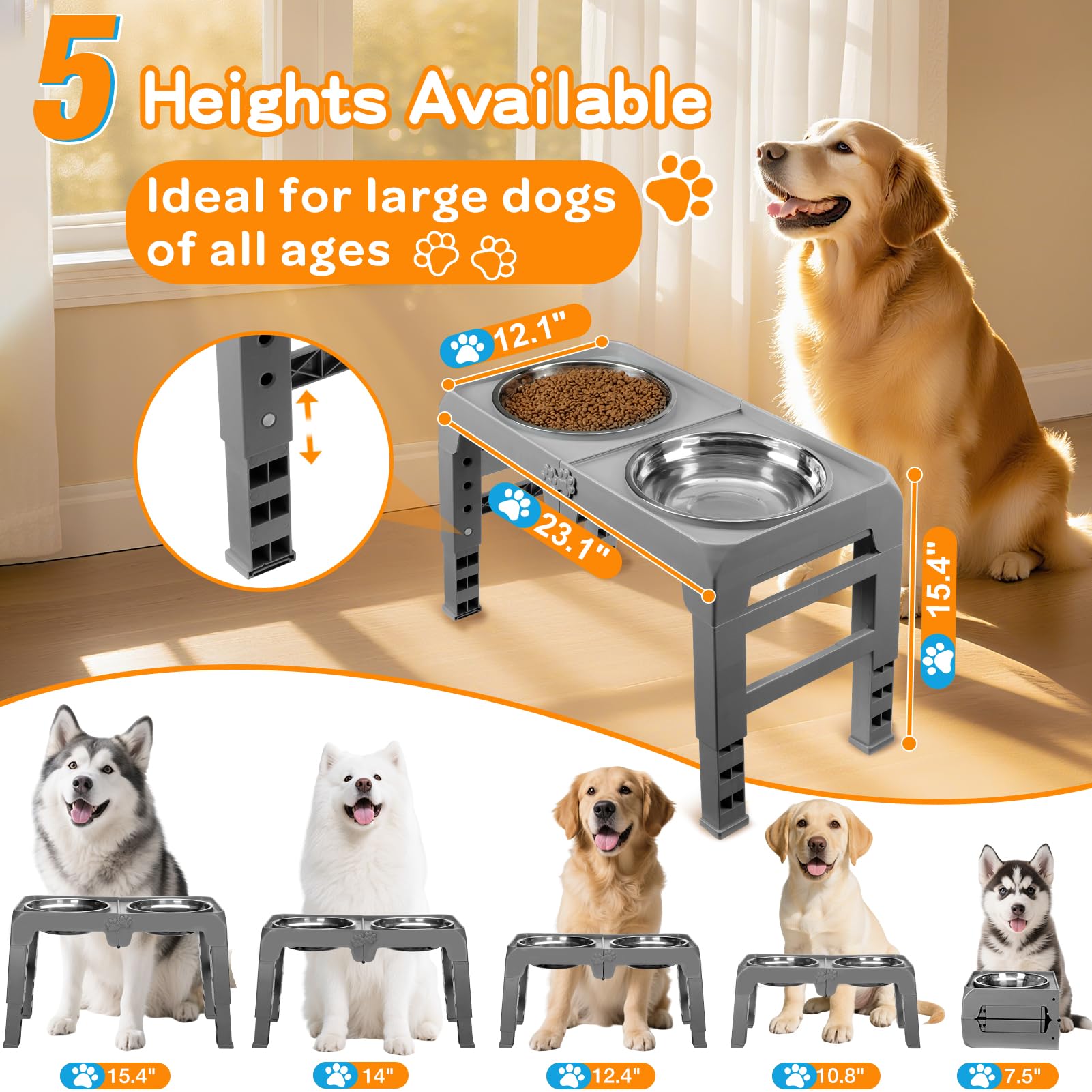 COMESOON height-adjustable legs shown at mid-height for comfortable neck alignment.