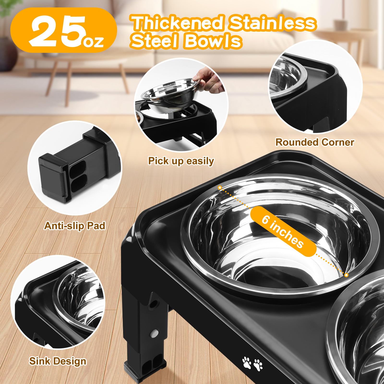 COMESOON dual 25 oz thickened bowls offer durability and mess reduction