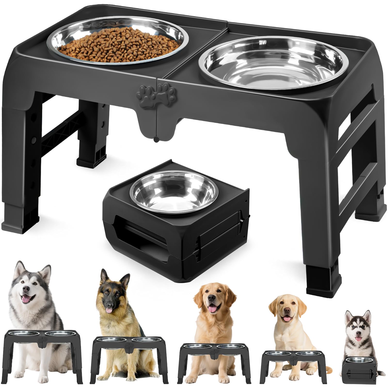 COMESOON elevated dog bowl stand for large dogs, sturdy feeding height.