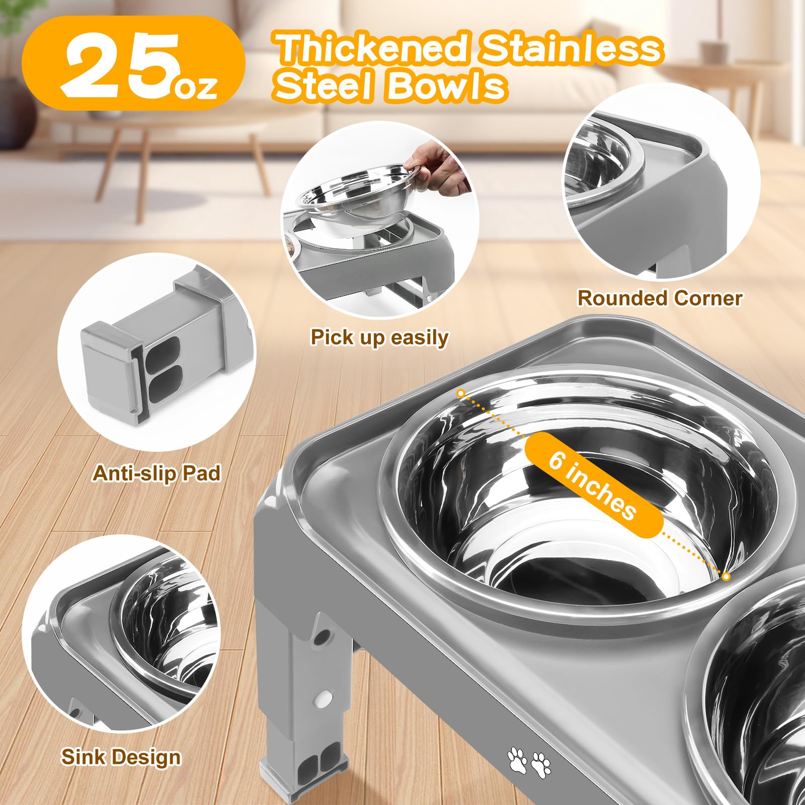 COMESOON anti-slip feet keep the stand steady during meals.