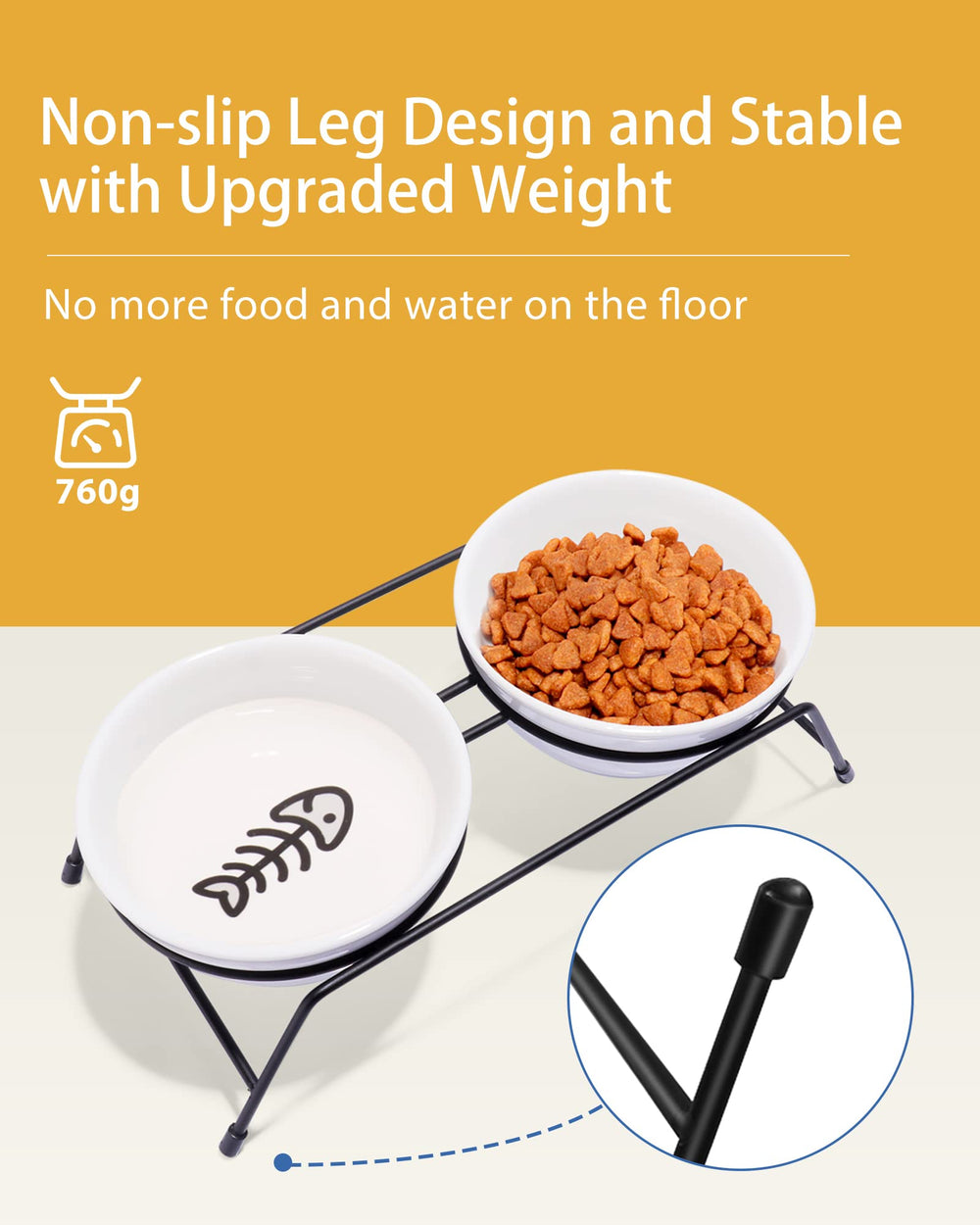 COMESOON easy-to-clean ceramic resists stains, helping maintain a hygienic feeding station.