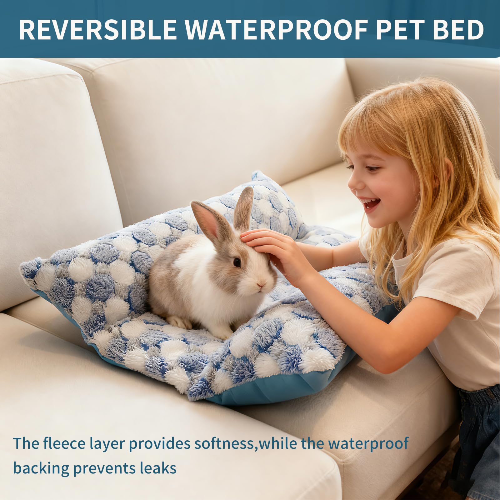 Comfisit rabbit bed reversible two-sides design offers versatile comfort.