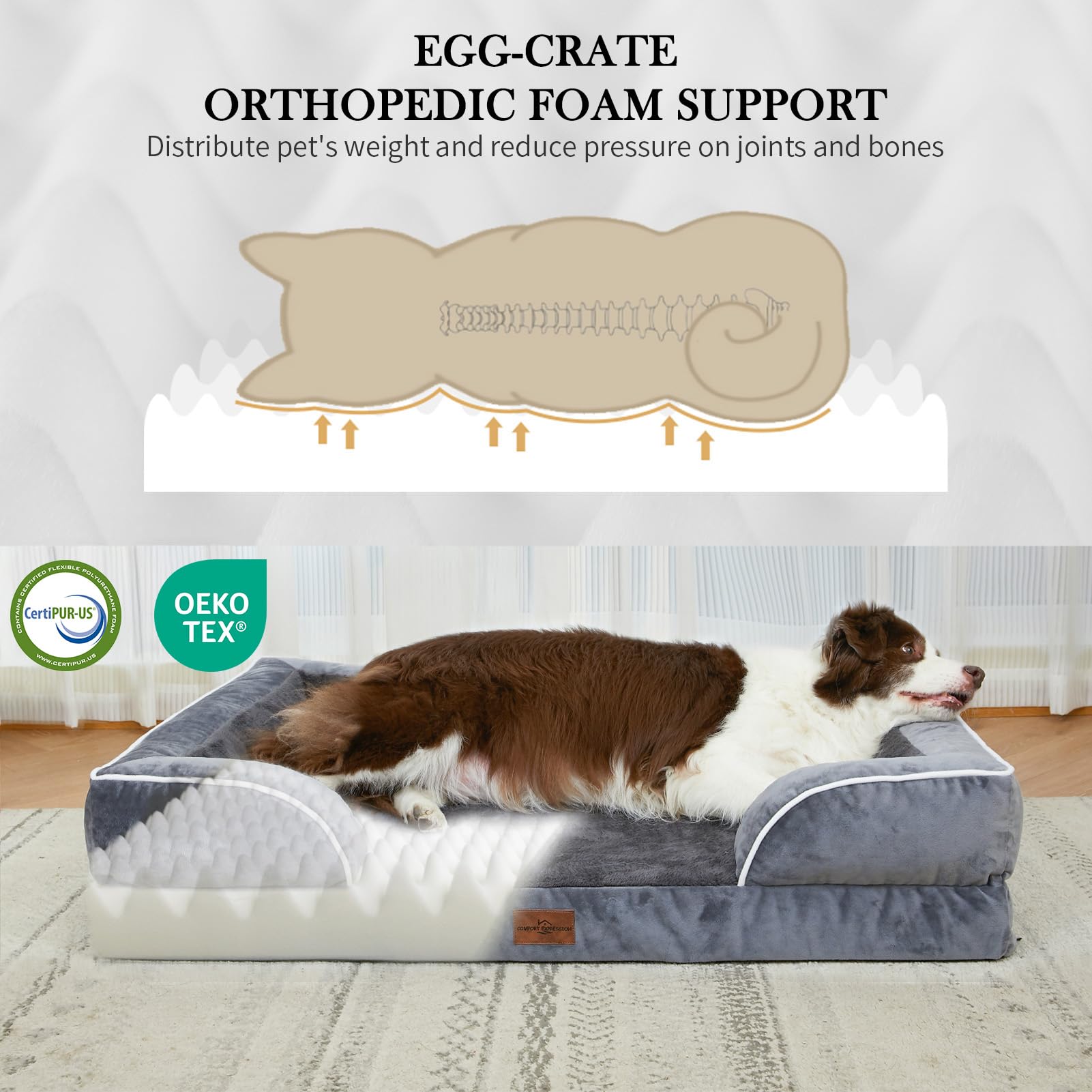 Comfort Expression bed with waterproof liner protects foam for easy cleaning after spills