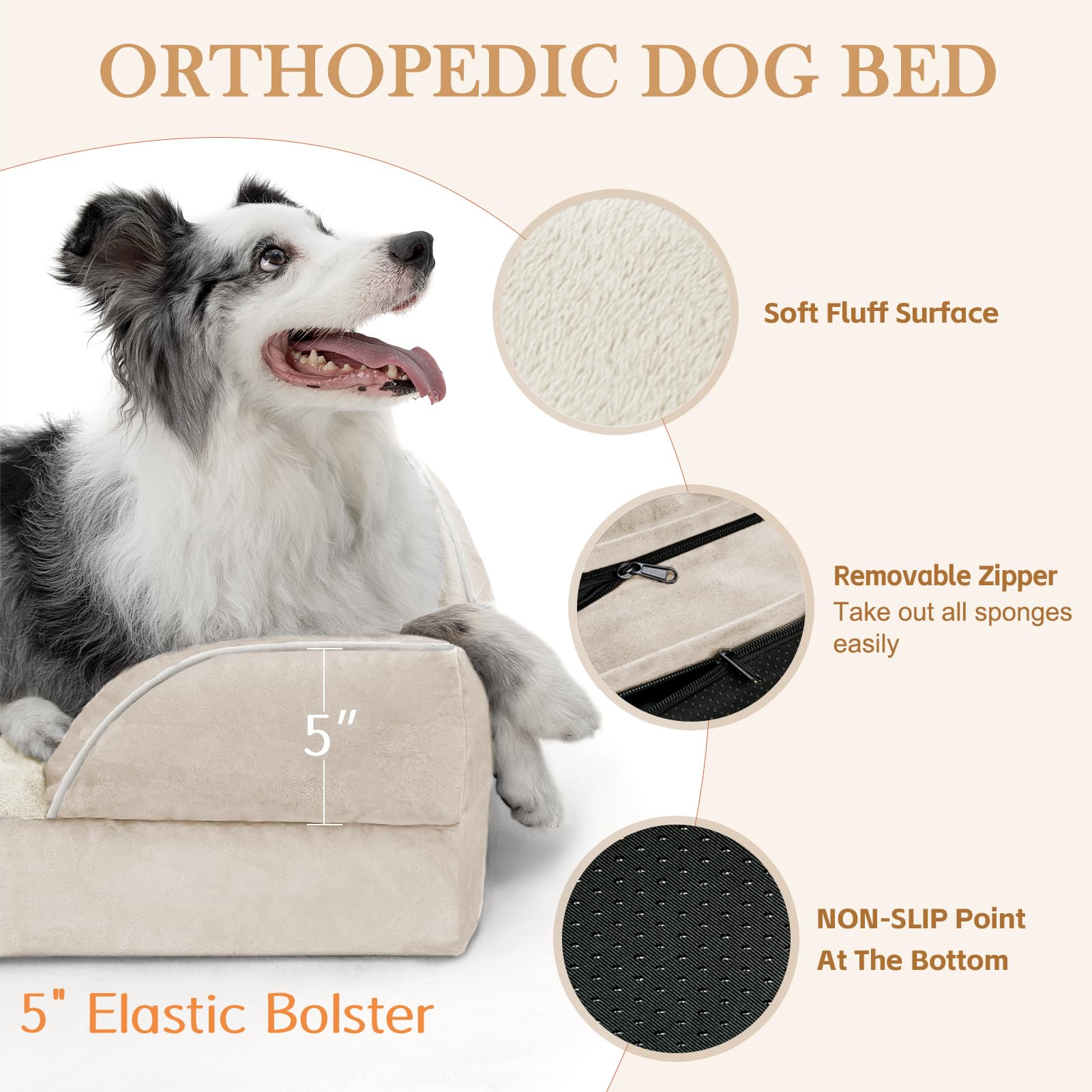 Comfort Expression orthopedic bed non-slip-bottom keeps bed in place.