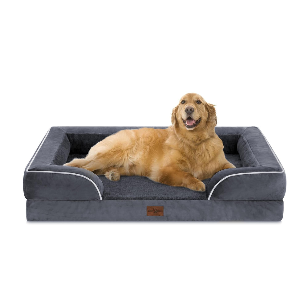 Comfort Expression orthopedic XL bed with egg crate foam for joint-supporting comfort.