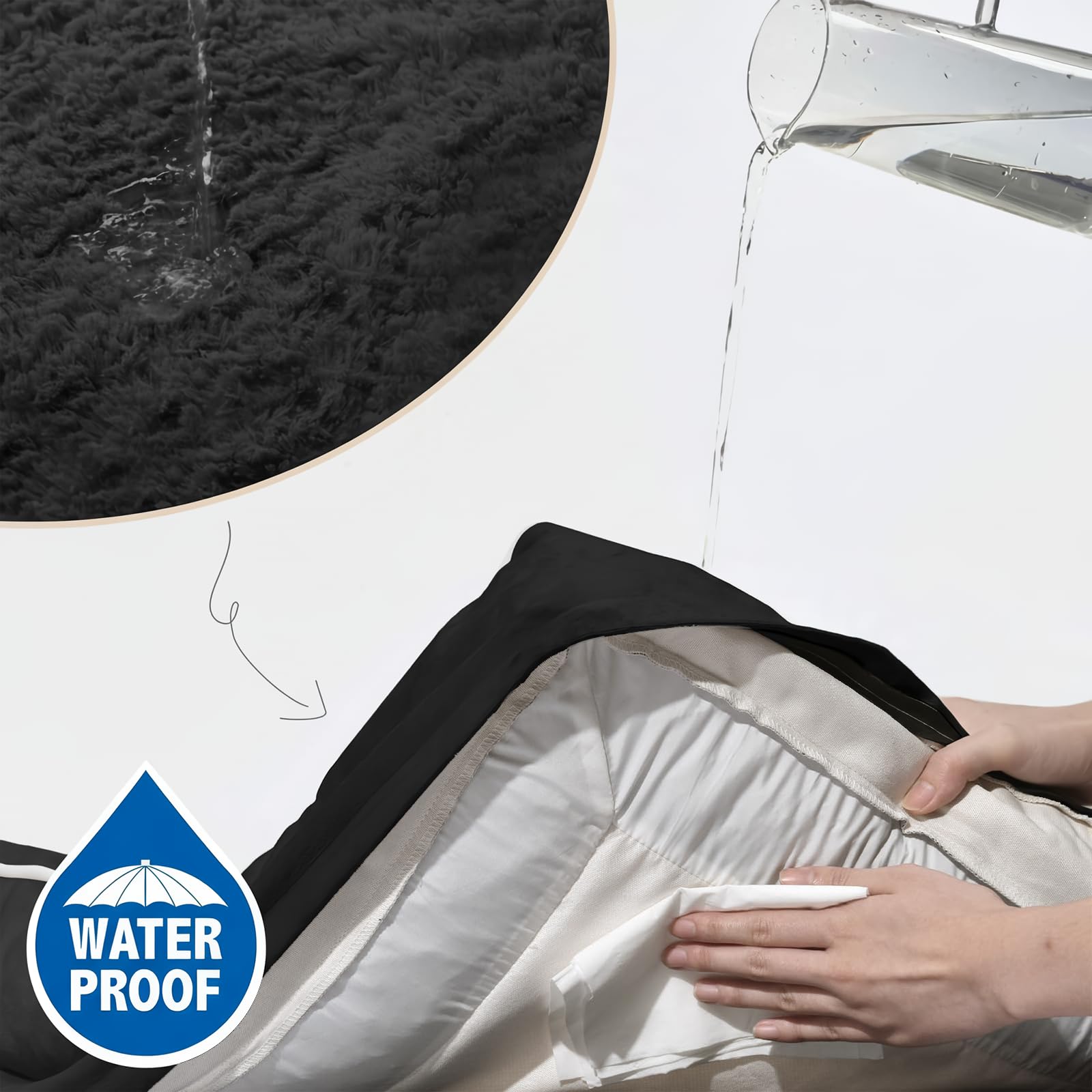 Comfort Expression waterproof cover with backing protects foam from spills