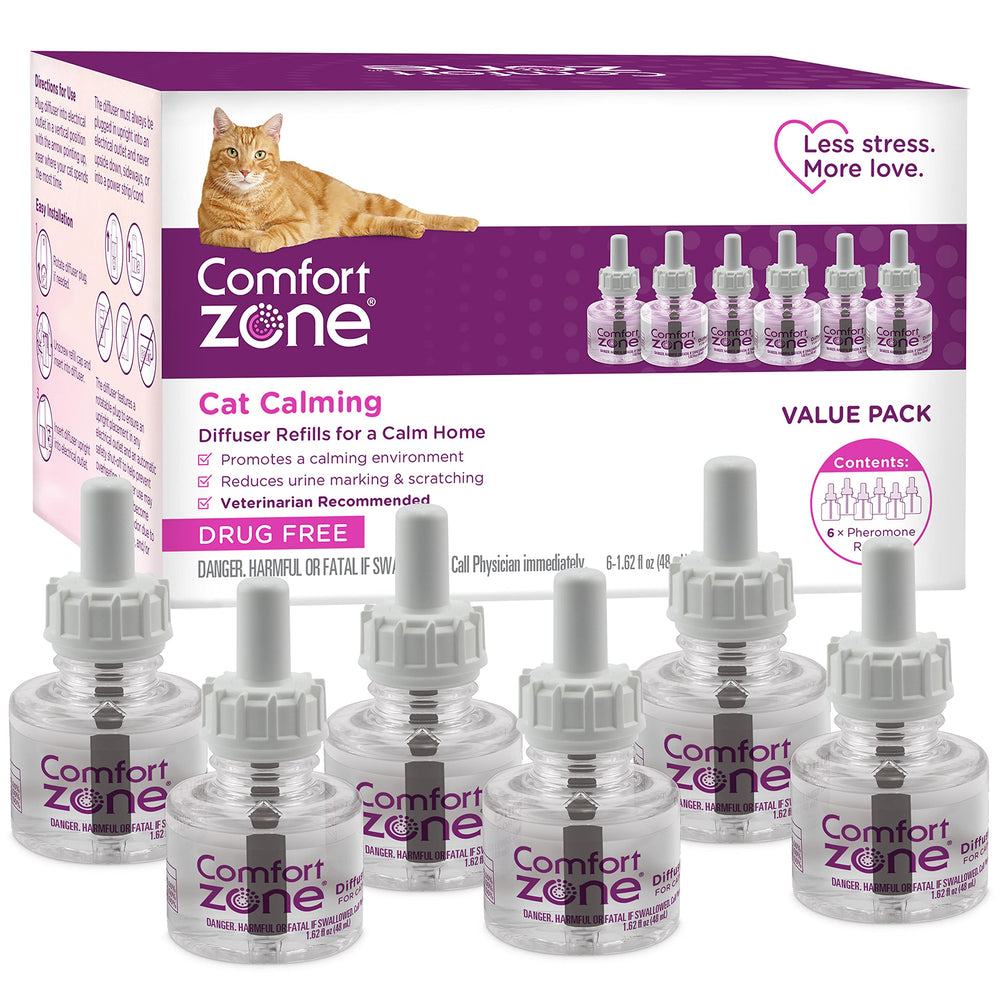 Comfort Zone cat calming diffuser refill 6-pack for easy monthly replacements